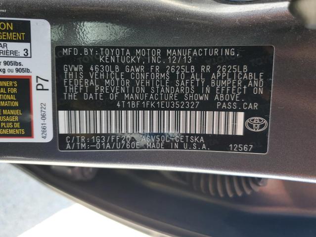 4T1BF1FK1EU352327 - 2014 TOYOTA CAMRY L GRAY photo 12