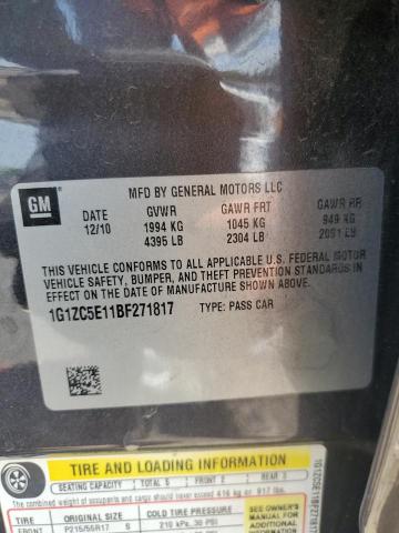 1G1ZC5E11BF271817 - 2011 CHEVROLET MALIBU 1LT 石墨色 照片 13