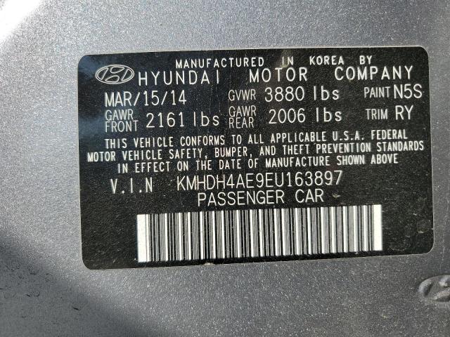 KMHDH4AE9EU163897 - 2014 HYUNDAI ELANTRA SE SILVER photo 12