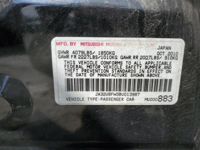 JA32U8FW3BU013987 - 2011 MITSUBISHI LANCER GTS BLACK photo 12