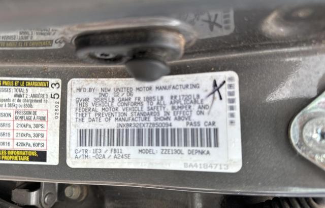 1NXBR32EX7Z850094 - 2007 TOYOTA COROLLA CE GRAY photo 10