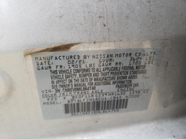 3N1CN8EV0ML864740 - 2021 NISSAN VERSA SV SILVER photo 12