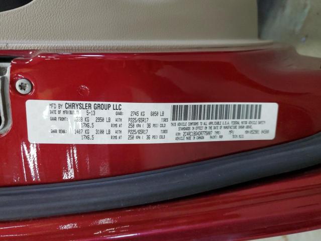 2C4RC1BG4DR775007 - 2013 CHRYSLER TOWN & COU TOURING BURGUNDY photo 12