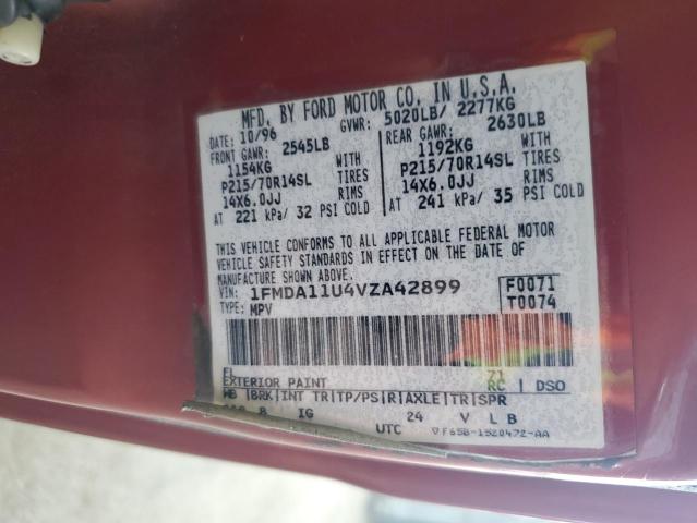 1FMDA11U4VZA42899 - 1997 FORD AEROSTAR RED photo 13