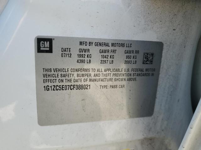 1G1ZC5E07CF388021 - 2012 CHEVROLET MALIBU 1LT 白色 照片 13