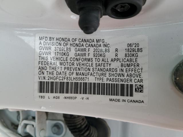 2HGFC2F83LH556671 - 2020 HONDA CIVIC SPORT 白色 照片 13