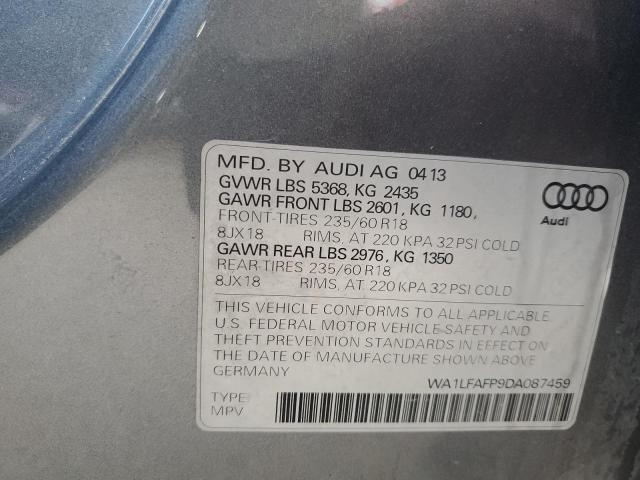 WA1LFAFP9DA087459 - 2013 AUDI Q5 PREMIUM PLUS GRAY photo 13