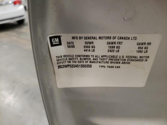 2G2WP522451350250 - 2005 PONTIAC GRAND PRIX 银色 照片 12