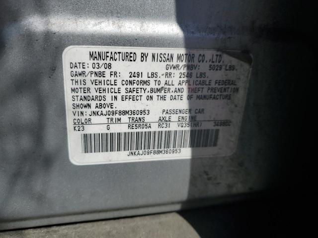 JNKAJ09F88M360953 - 2008 INFINITI EX35 BASE 银色 照片 13