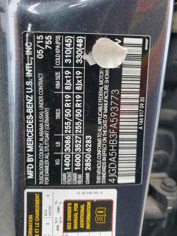 4JGDA5HB3FA593773 - 2015 MERCEDES-BENZ ML 350 4MATIC GRAY photo 14