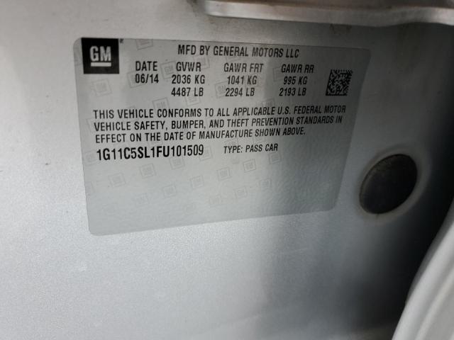 1G11C5SL1FU101509 - 2015 CHEVROLET MALIBU 1LT 银色 照片 13