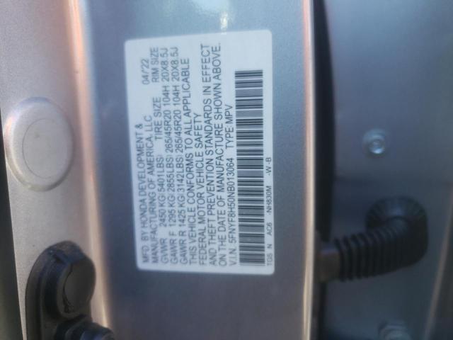 5FNYF8H50NB013064 - 2022 HONDA PASSPORT EXL SILVER photo 14