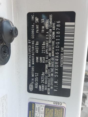 5XXGR4A61DG118786 - 2013 KIA OPTIMA SX 白色 照片 12