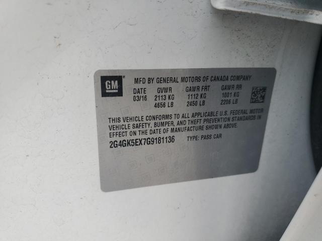 2G4GK5EX7G9181136 - 2016 BUICK REGAL 白色 照片 13
