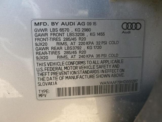 WA1VAAF79HD000297 - 2017 AUDI Q7 PRESTIGE SILVER photo 13