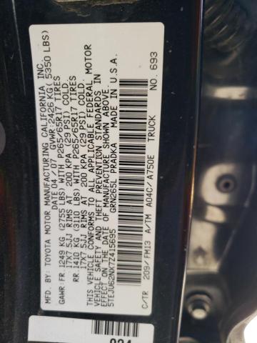 5TEJU62NX7Z415695 - 2007 TOYOTA TACOMA DOUBLE CAB PRERUNNER BLACK photo 12