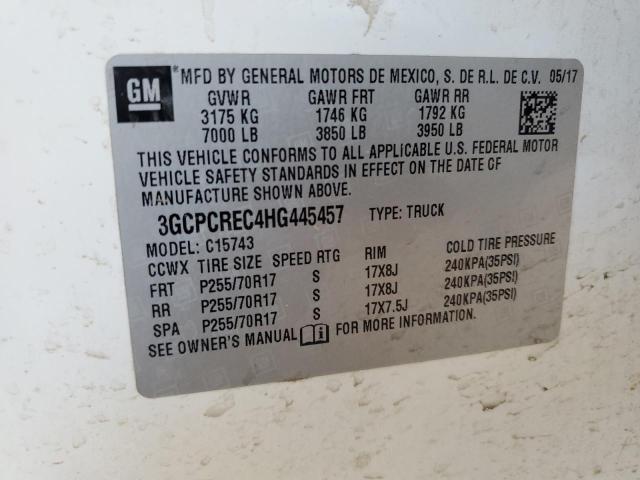 3GCPCREC4HG445457 - 2017 CHEVROLET SILVERADO C1500 LT WHITE photo 12