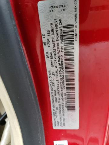 3VWRW3AL3AM008069 - 2010 VOLKSWAGEN NEW BEETLE RED photo 12