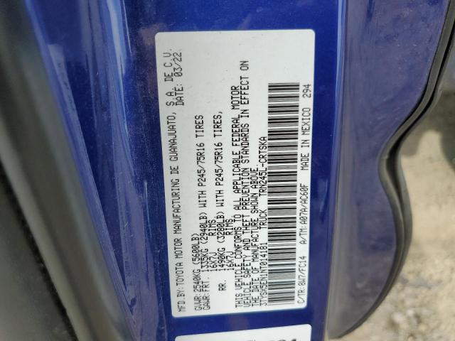 3TYSX5EN1NT014181 - 2022 TOYOTA TACOMA ACCESS CAB ლურჯი ფოტო 12