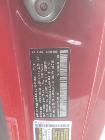 WVWFW7AH0CV002182 - 2012 VOLKSWAGEN EOS LUX RED photo 12