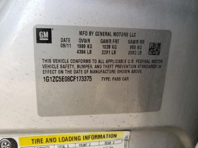 1G1ZC5E08CF173375 - 2012 CHEVROLET MALIBU 1LT SILVER photo 12