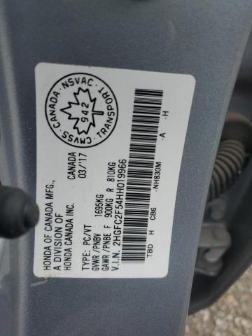 2HGFC2F54HH019966 - 2017 HONDA CIVIC LX Argent photo 13