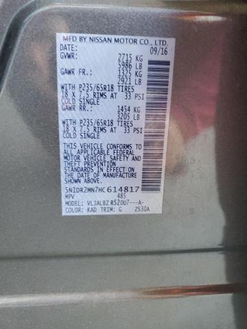 5N1DR2MN7HC614817 - 2017 NISSAN PATHFINDER S GRAY photo 12