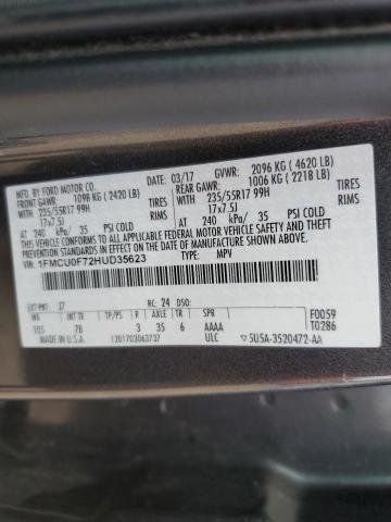 1FMCU0F72HUD35623 - 2017 FORD ESCAPE S GRAY photo 13