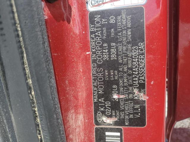 KNAFU4A24A5840323 - 2010 KIA FORTE EX 红色 照片 12