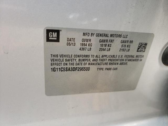 1G11C5SA3DF296500 - 2013 CHEVROLET MALIBU 1LT 银色 照片 12