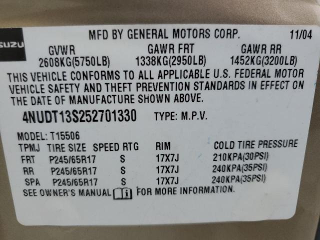 4NUDT13S252701330 - 2005 ISUZU ASCENDER S 棕色 照片 13