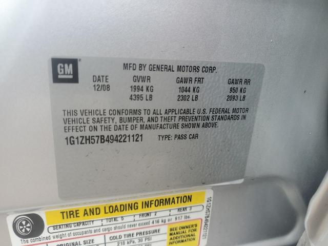 1G1ZH57B494221121 - 2009 CHEVROLET MALIBU 1LT SILVER photo 12