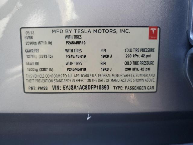 5YJSA1AC8DFP10890 - 2013 TESLA MODEL S WHITE photo 12
