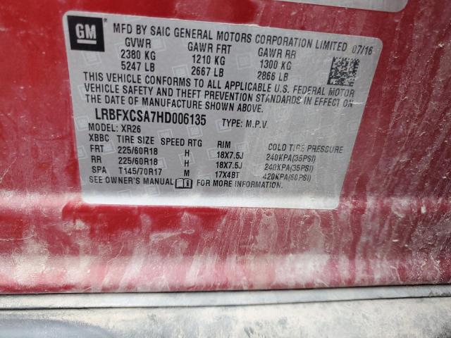 LRBFXCSA7HD006135 - 2017 BUICK ENVISION PREFERRED RED photo 13