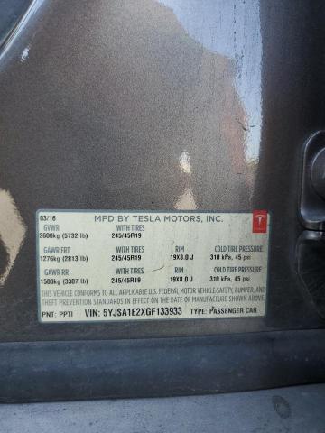 5YJSA1E2XGF133933 - 2016 TESLA MODEL S GRAY photo 13