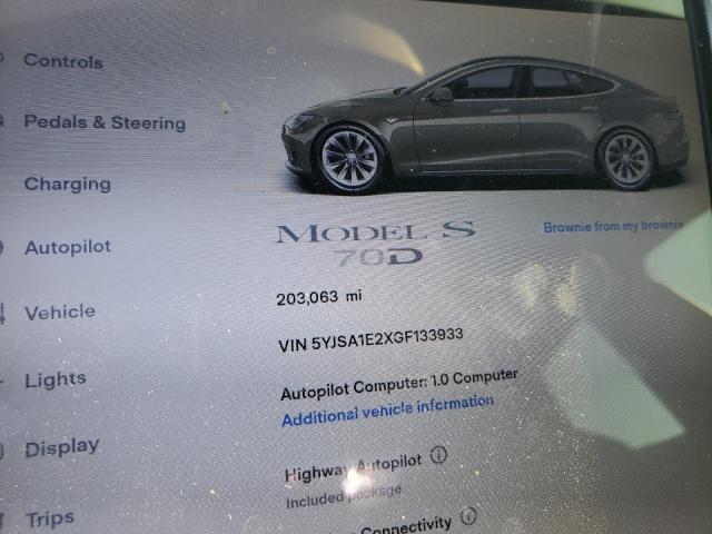 5YJSA1E2XGF133933 - 2016 TESLA MODEL S GRAY photo 9