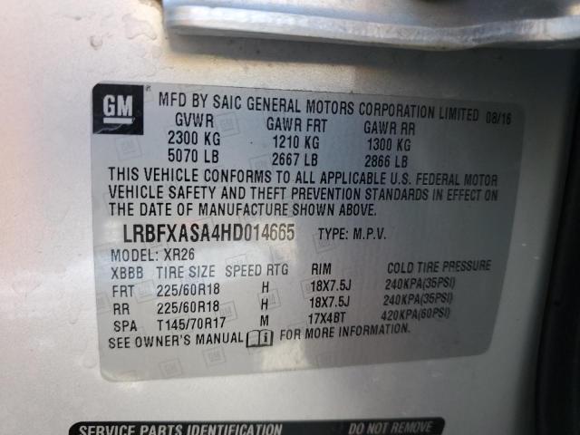 LRBFXASA4HD014665 - 2017 BUICK ENVISION PREFERRED Gümüş foto 13