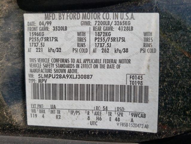 5LMPU28A9XLJ30887 - 1999 LINCOLN NAVIGATOR შავი ფოტო 10