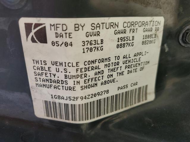 1G8AJ52F94Z209278 - 2004 SATURN ION LEVEL 2 WHITE photo 12