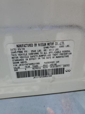 JN1EV7AP2KM541089 - 2019 INFINITI Q50 LUXE თეთრი ფოტო 12