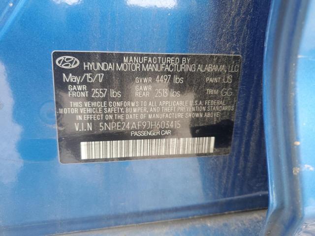 5NPE24AF9JH603415 - 2018 HYUNDAI SONATA SE ლურჯი ფოტო 12