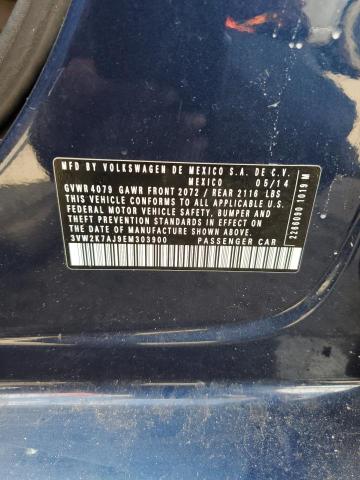 3VW2K7AJ9EM303900 - 2014 VOLKSWAGEN JETTA BASE 蓝色 照片 12