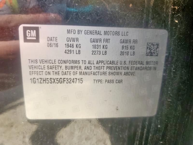 1G1ZH5SX5GF324715 - 2016 CHEVROLET MALIBU PREMIER BLACK photo 12