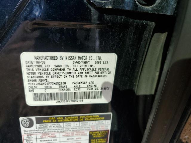 JNKAY01F77M452108 - 2007 INFINITI M35 BASE BLACK photo 12