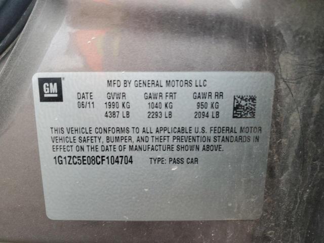 1G1ZC5E08CF104704 - 2012 CHEVROLET MALIBU 1LT GRAY photo 12