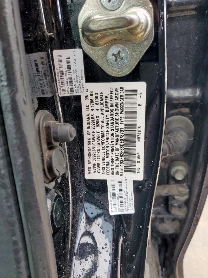 19XFB2F88DE078701 - 2013 HONDA CIVIC EX Qara foto 12