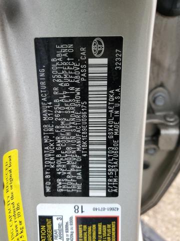 4T1BK1EB9EU096175 - 2014 TOYOTA AVALON BASE BEIGE photo 12