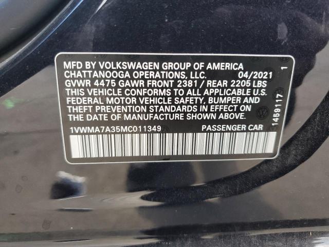 1VWMA7A35MC011349 - 2021 VOLKSWAGEN PASSAT R-LINE Qara foto 12