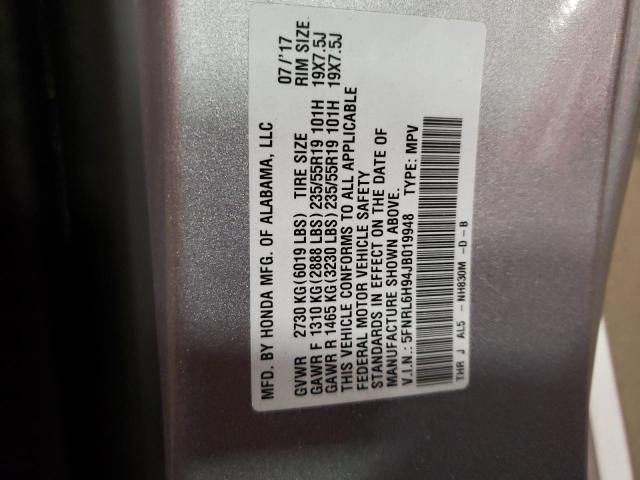 5FNRL6H94JB019948 - 2018 HONDA ODYSSEY ELITE Plata foto 13