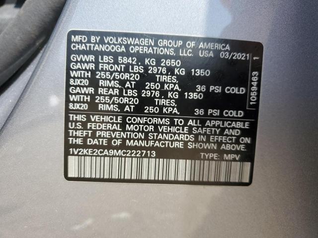 1V2KE2CA9MC222713 - 2021 VOLKSWAGEN ATLAS CROS SE Gümüş foto 13